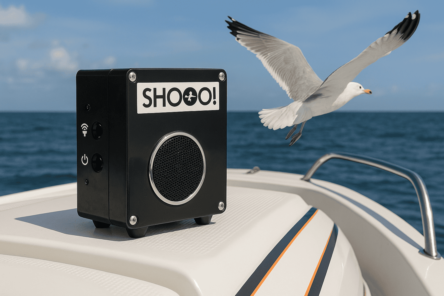 Shooo! Seagull Scarer. Battery Powered. Audio Distress and Alarm Calls